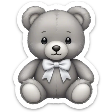 gray teddy with white bow sticker