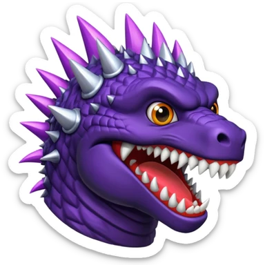 Godzilla black, purple spikes sticker