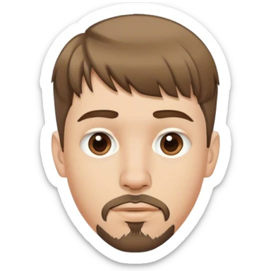  white male, short medium brown colored hair with bangs and goatee, nose and lip piercing sticker