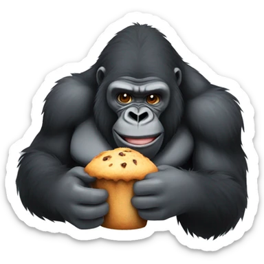 A gorilla eating a muffin  sticker