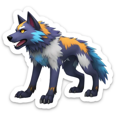 Edgy Colorful Digimon-Fakemon-Wolf with edgy markings full body sticker