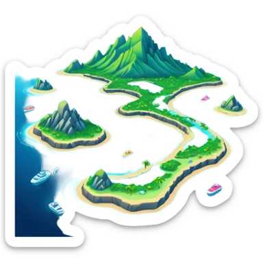 futuristic sea map with islands and a route  sticker