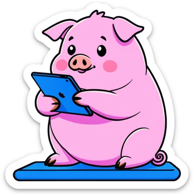 Fat pig with Amazon fire that has a blue case and a purple stand sticker