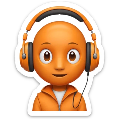 Orange round head with a Orange cone body and without arms and legs with orange antennae and headphones sticker
