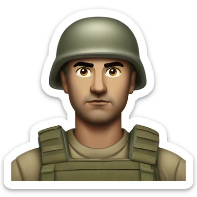 Photorealistic serious serbian soldier sticker