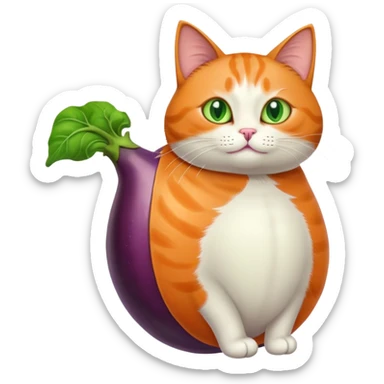 A cat with a big eggplant between its legs sticker