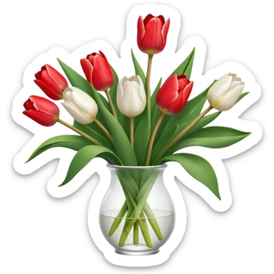white tulip bouquet  sticker