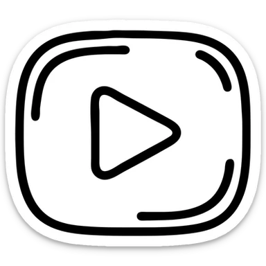 plump rounded YouTube logo with bold clear black outline, expressive graphic shadows, glossy highlights for volume, vector-like style, no background sticker