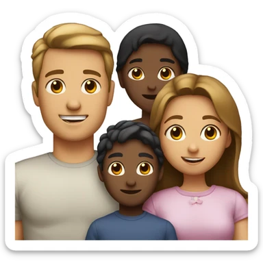 Family with 1 father, 1 mother, 2 sisters and 1 brother sticker