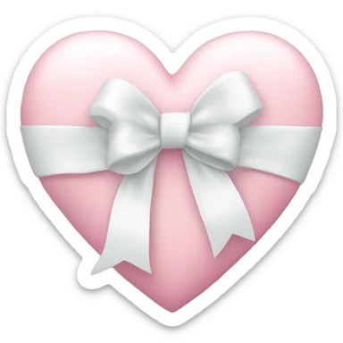 Pastel pink heart with white bow sticker
