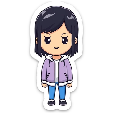 pretty girl with straight black hair sticker