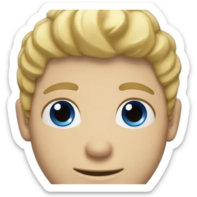 male, blue eyes, blonde hair, blue shirt, oversized head sticker