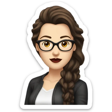 Sexy-Caucasian-Mum-woman-goth-long-brown-hair-standing-wearing-glasses-plus-size-40s sticker
