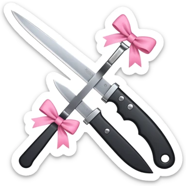 black knife with little pink bows around it sticker