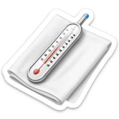 digital thermometer resting on top of folded clean gauze pad sticker
