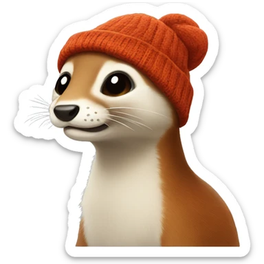 Weasel with beanie sticker