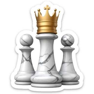 white plastic chess pieces, king, white, marble sticker