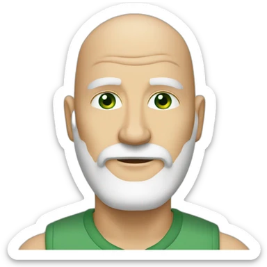 almost bald mature man, white beard and green eyes eyes sticker