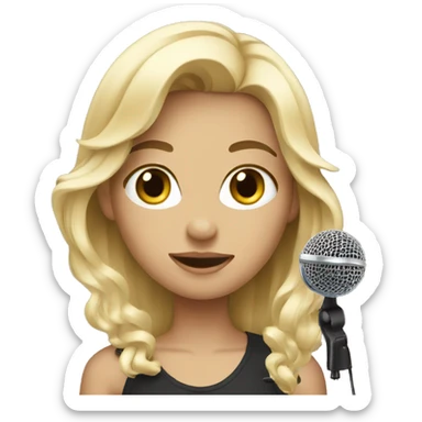 blonde girl with microphone sticker