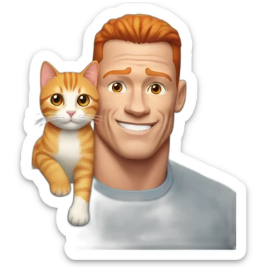 John cena with a ginger cat sticker