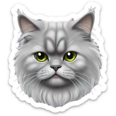 grey persian cat with weed sticker
