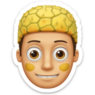 garoto com rosto oval e levemente definido que é metade bob esponja sticker