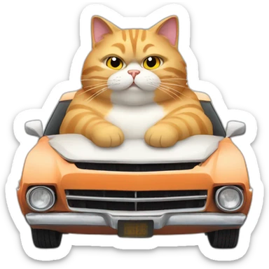 Fast and Furious fluffy fat cat in a car sticker