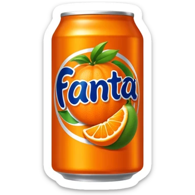 Draw a bright orange Fanta can with the bold logo & fruit graphics. sticker