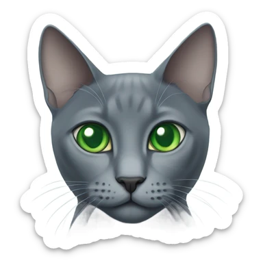 Russian blue cat green eyes sticker