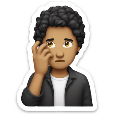 facepalm a light-skinned brown man with black hair sticker