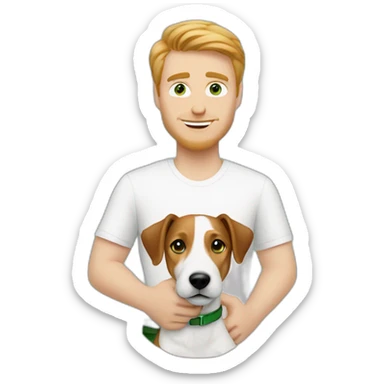 White Man with green eyes with jack russell terrier dog sticker