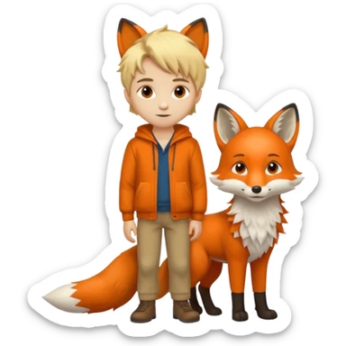 Pequeno Príncipe de corpo inteiro e a raposa sticker