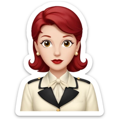 LaVerne Andrews from The Andrews Sisters with dark  red hair, ivory outfit sticker