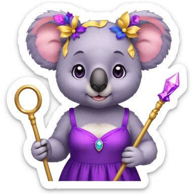 koala purple drees eyelashe magic wand sticker