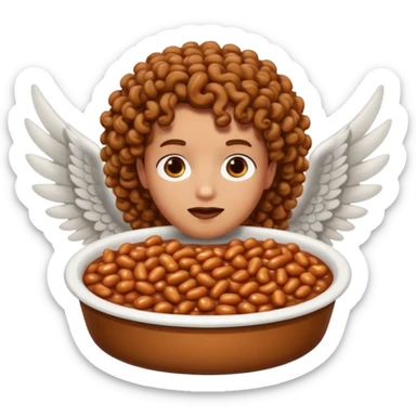 Create baked beans with curly haired people’s faces on them and put wings on them sticker