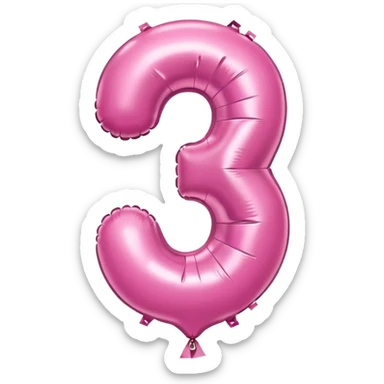 pink balloon shaped as the number 3 sticker