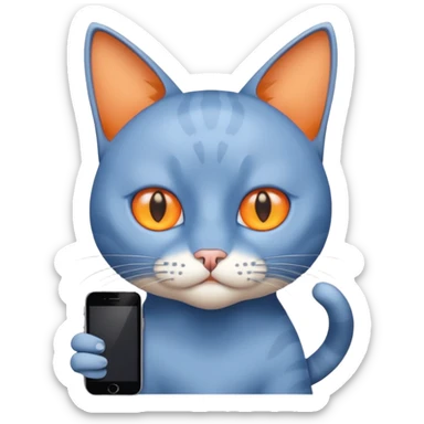 Cat with no ears head blue body blue with gadget sticker