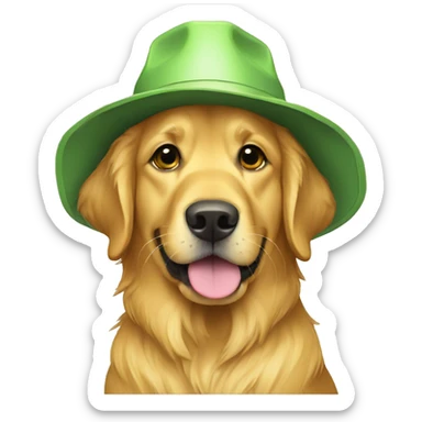 golden retriever with yellow bucket hat sticker