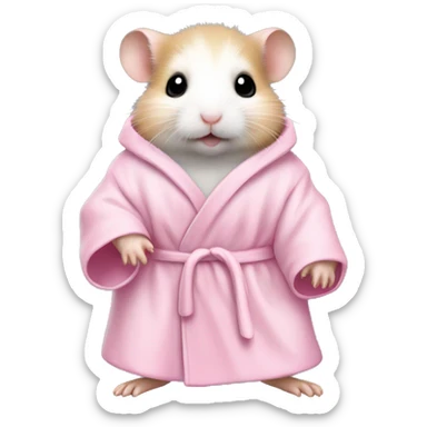 baby hamster in light pink robe full body sticker