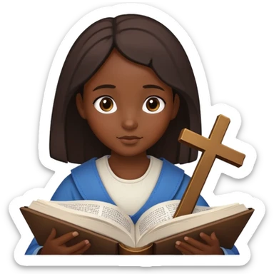 dark black girl reading the Bible cross sticker
