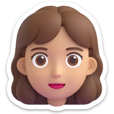 girl with brown hair, 3D emoji style sticker