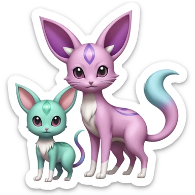 Espeon-Meloetta-Mew-Minccino-Delcatty-Pachirisu-fusion sticker
