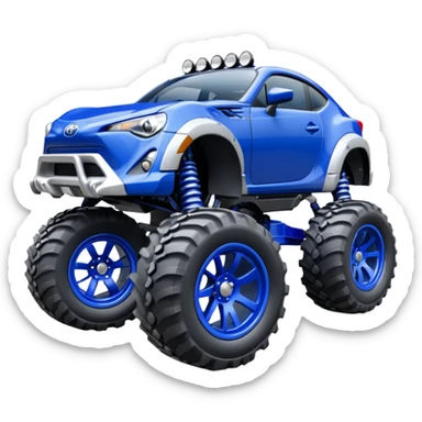 Silver Tractor wheels on monster glossy ultramarine body 2025 Toyota 86 off-road rc rally car  sticker