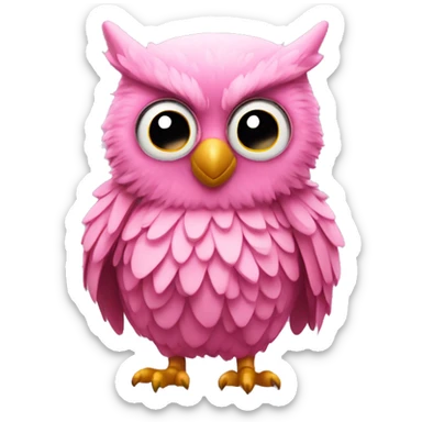  Pink owl with ruffled feathers and mad sticker