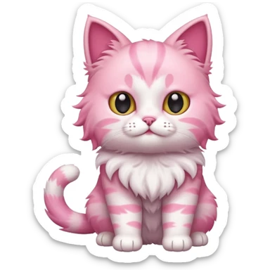 cute pink cat, full body sticker