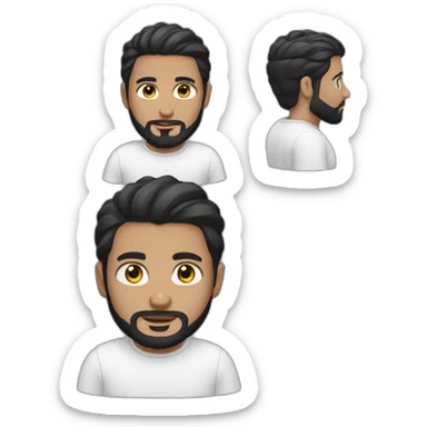 white muslim boy with black beard and hair and airpods sticker
