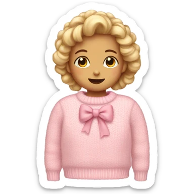 Soft pink sweater with bow  sticker