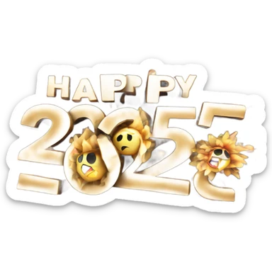 Fireworks with this text : happy New year 2025 sticker