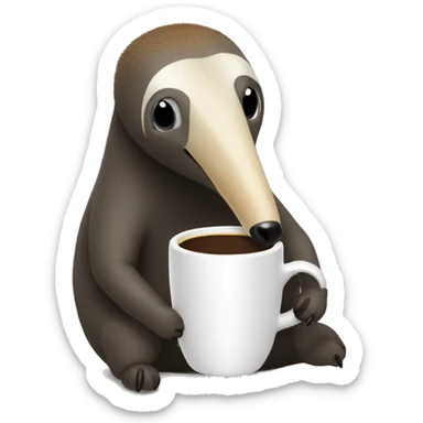 Anteater drinking cup of coffee sticker