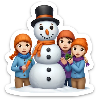 people making a snowman sticker